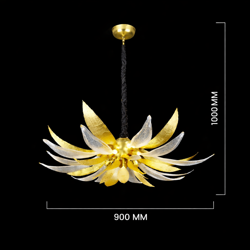 Aurelion Bloom Sculptural Glass & Gold Chandelier