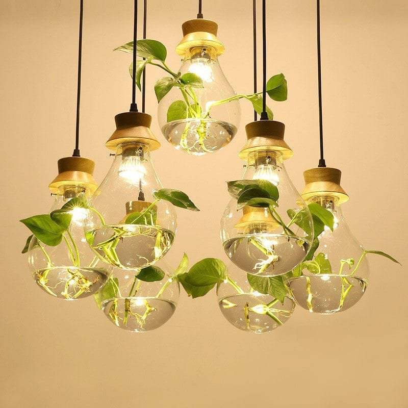 Greenery Globe Natural Wood Pendant Light
