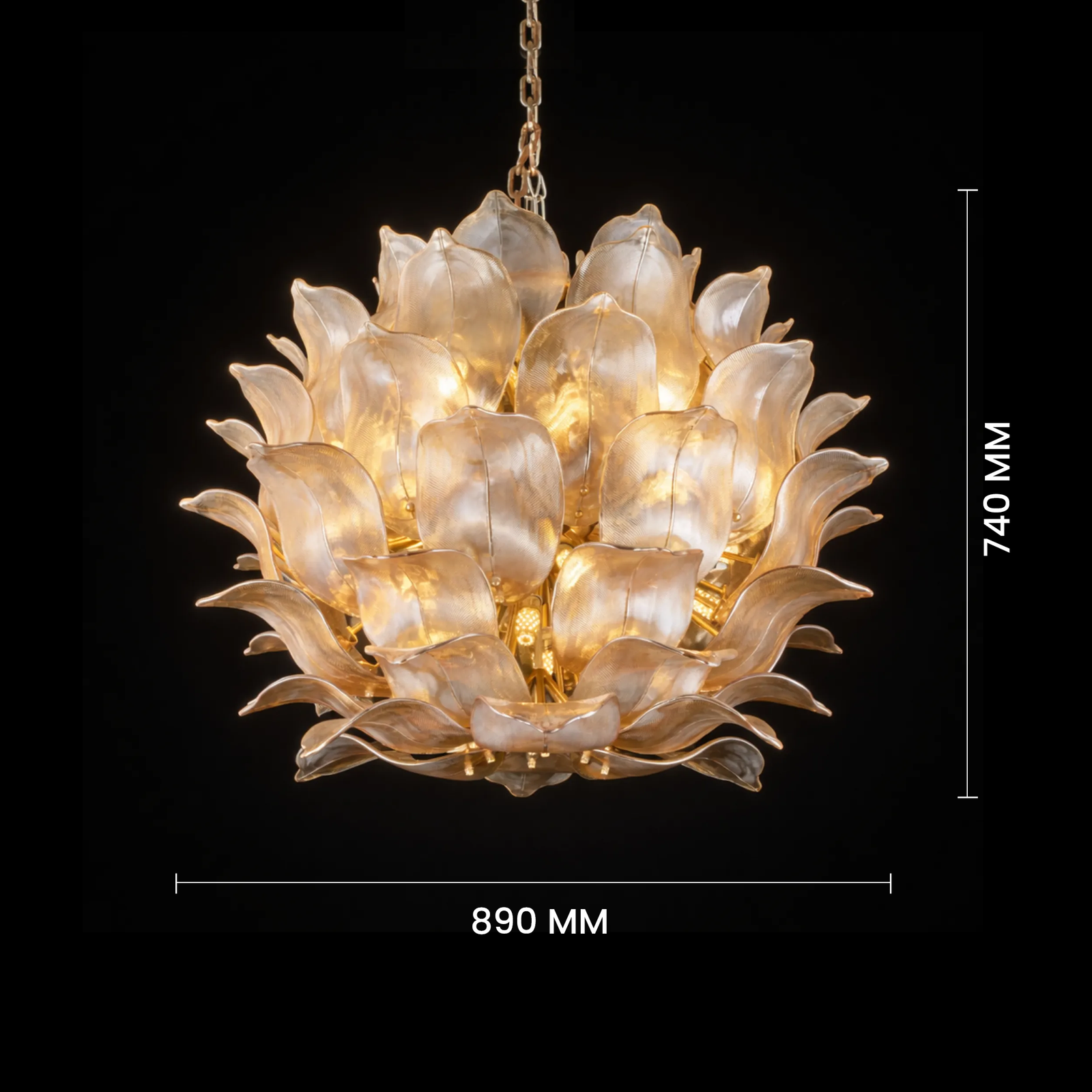 Lotus Petal Glass Chandelier