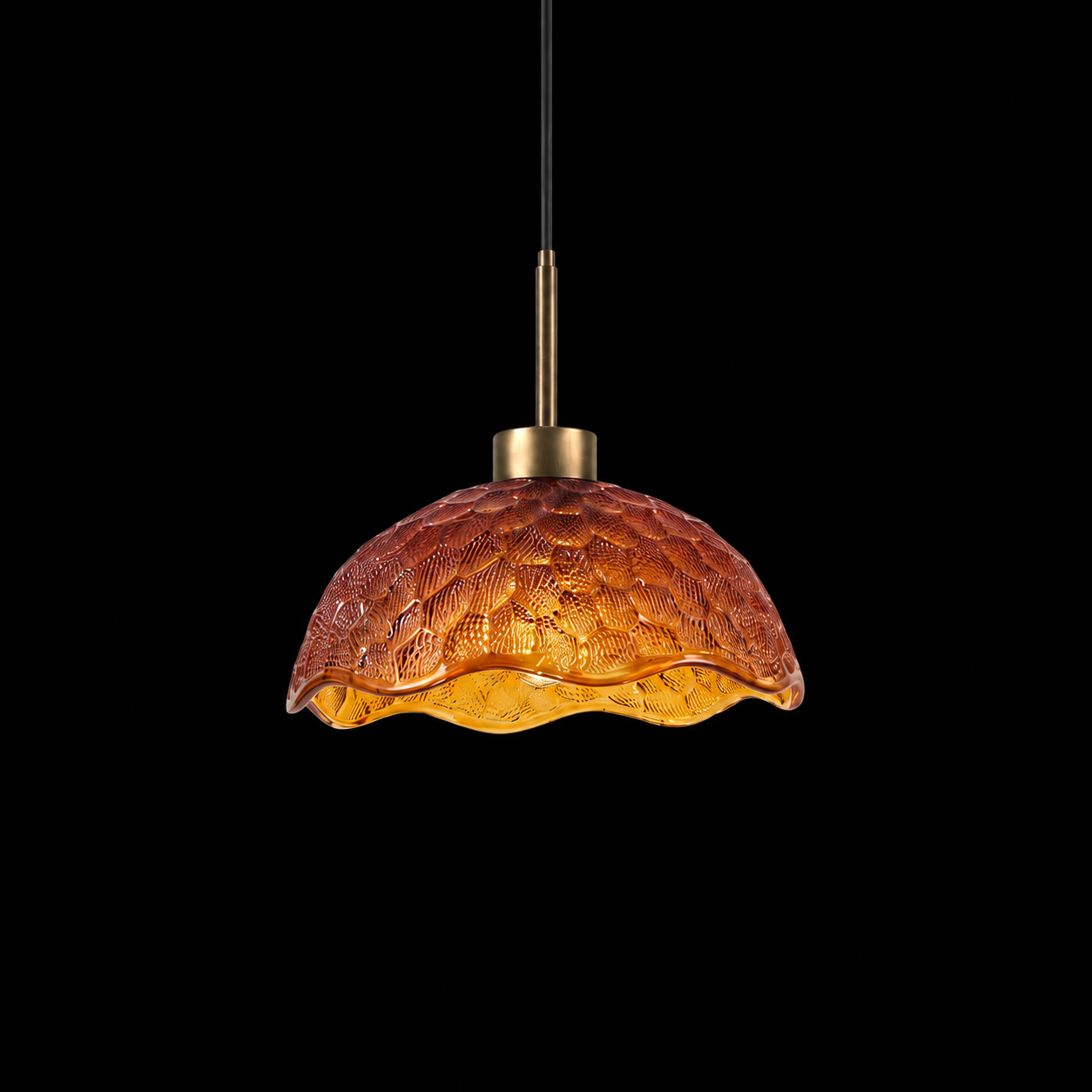 Amber Hive - Textured Glass Dome Pendant Light