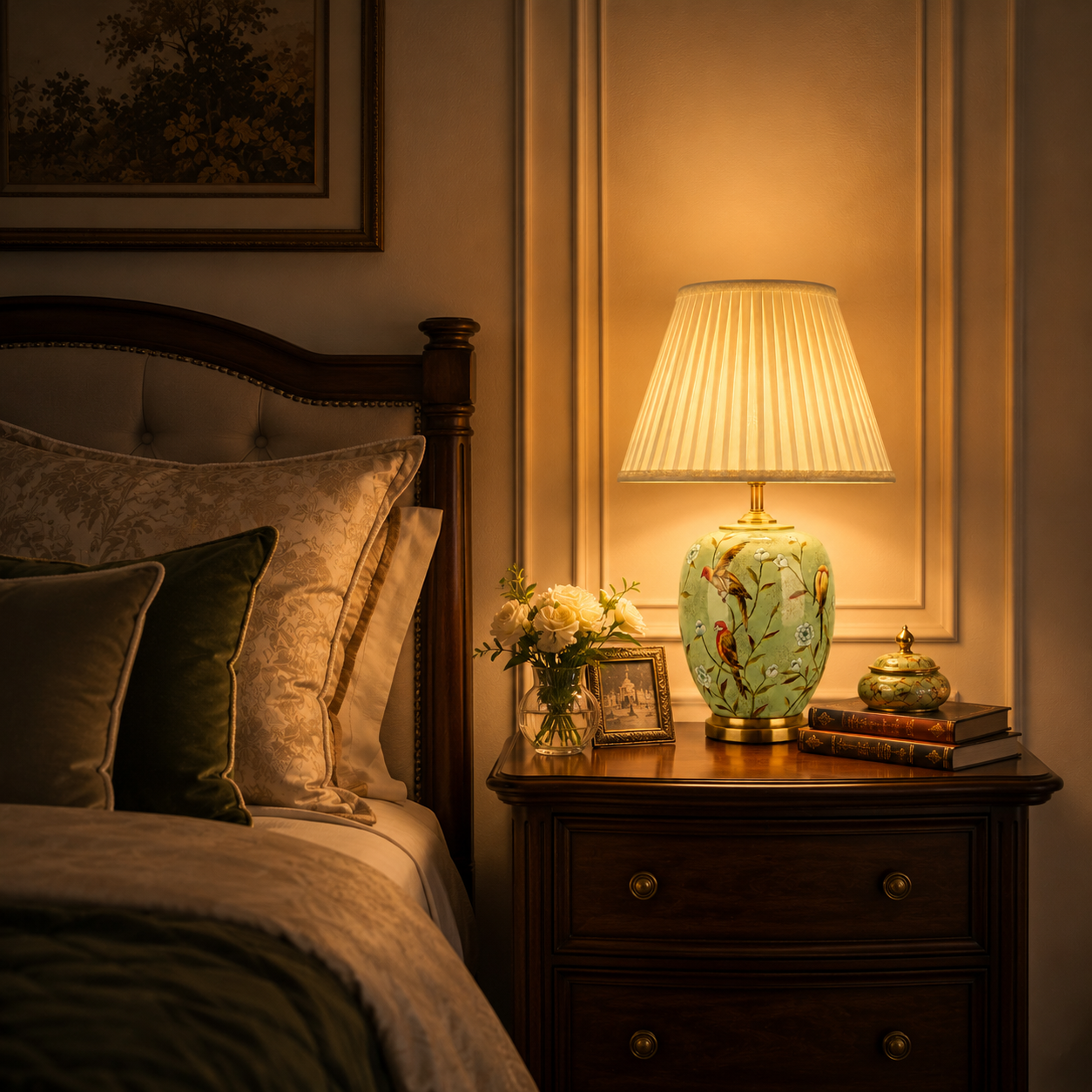 Vintage Hand-Painted Ceramic Table Lamp