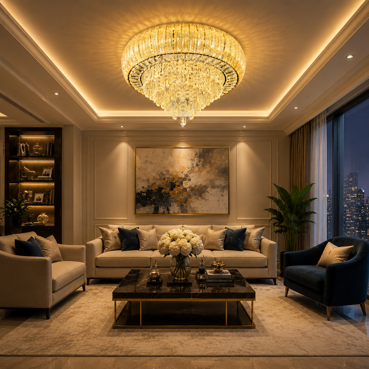 Luminara Halo Crystal Flush Mount Chandelier