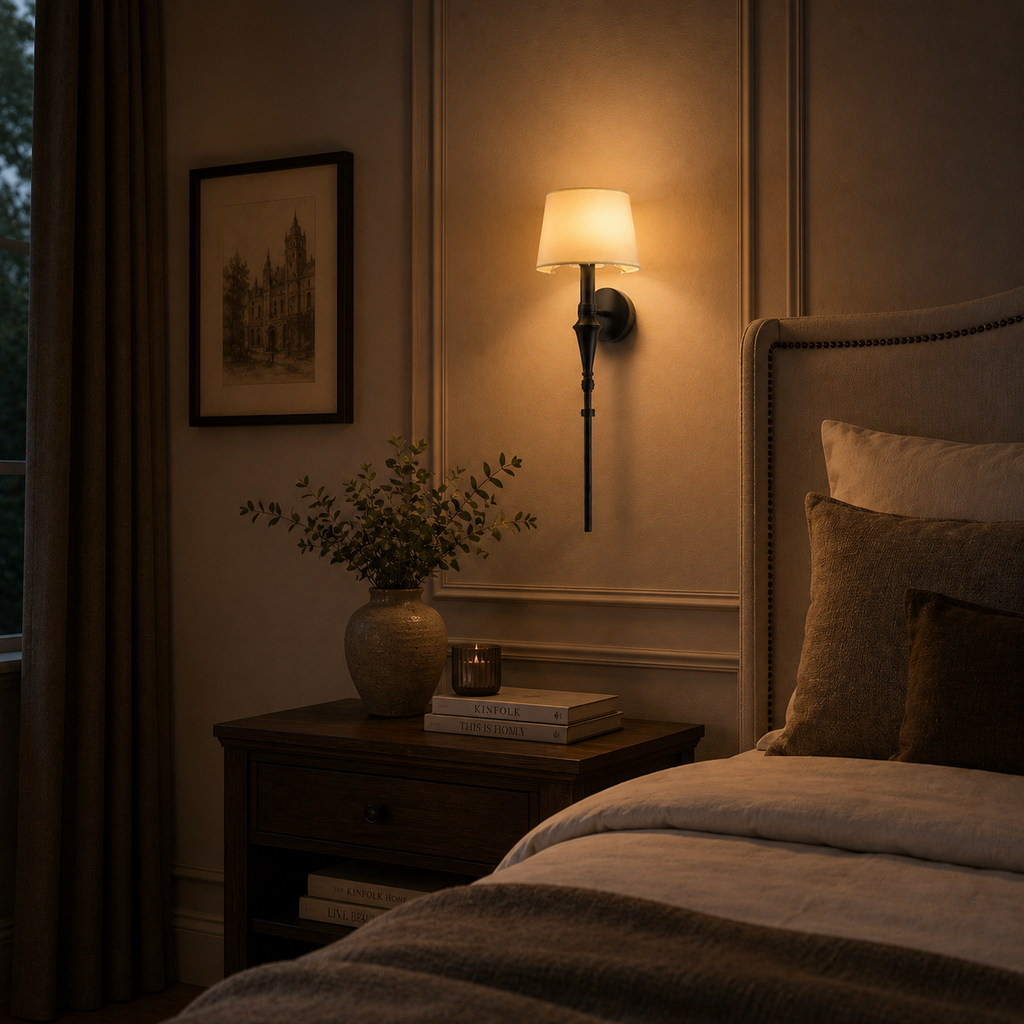 Noir Elegance Fabric Wall Sconce