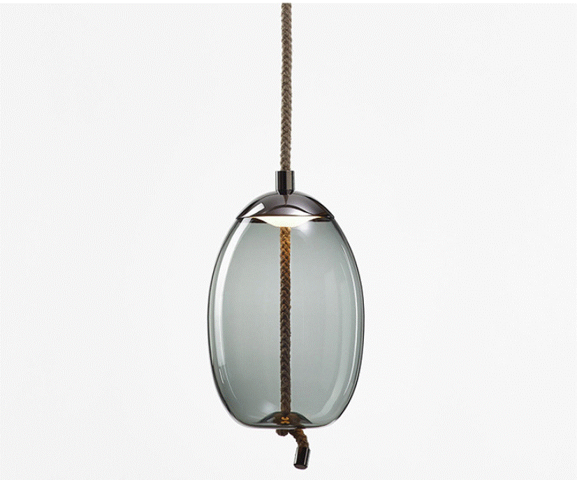 Aurorae Smoked Cluster-5 LED Glass Chandelier