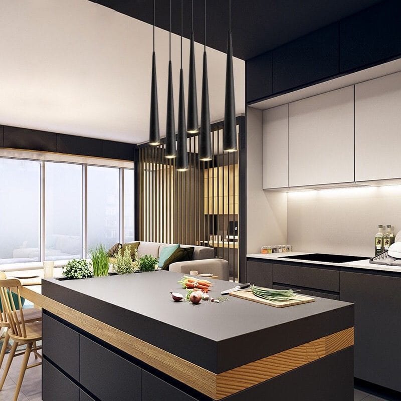 Heston 6 Black Pendant Light