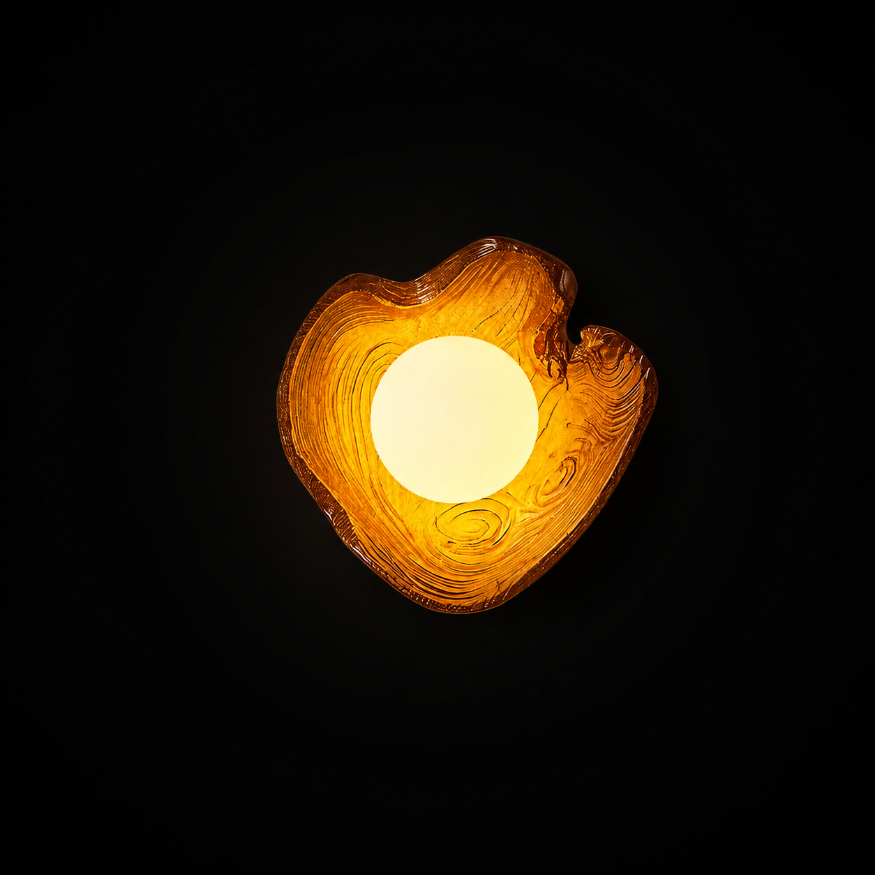 EmberLeaf Walnut Glow Resin Wall Light