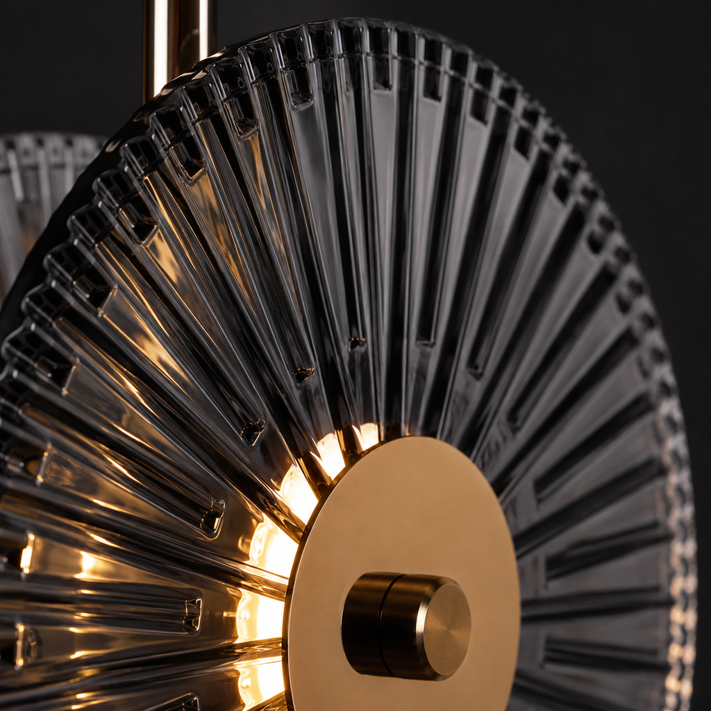 Lunar Disc- Modern Fluted Glass Pendant Light