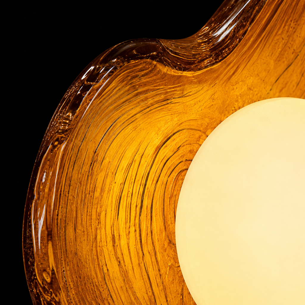 EmberLeaf Walnut Glow Resin Wall Light