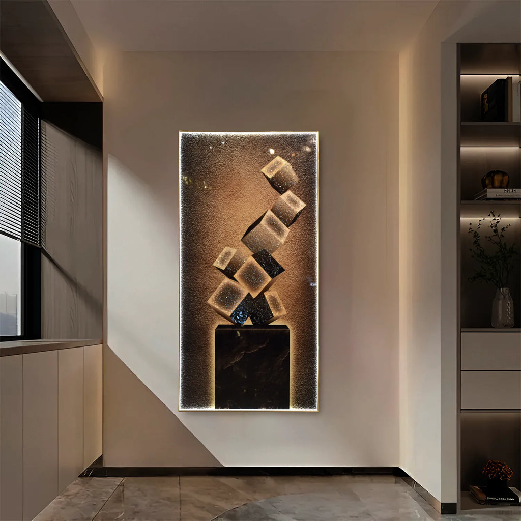 Abstract Cube LED Sculpture Wall Art