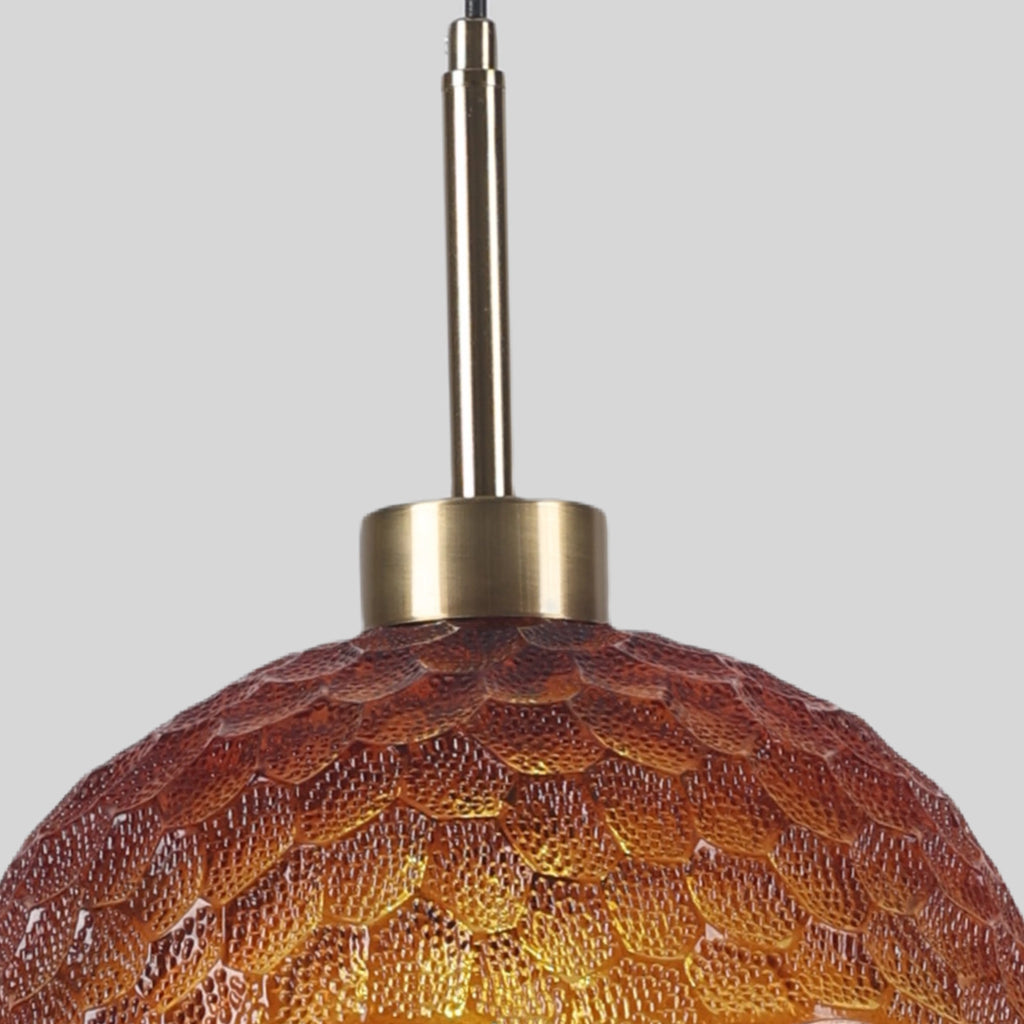 Amber Hive - Textured Glass Dome Pendant Light
