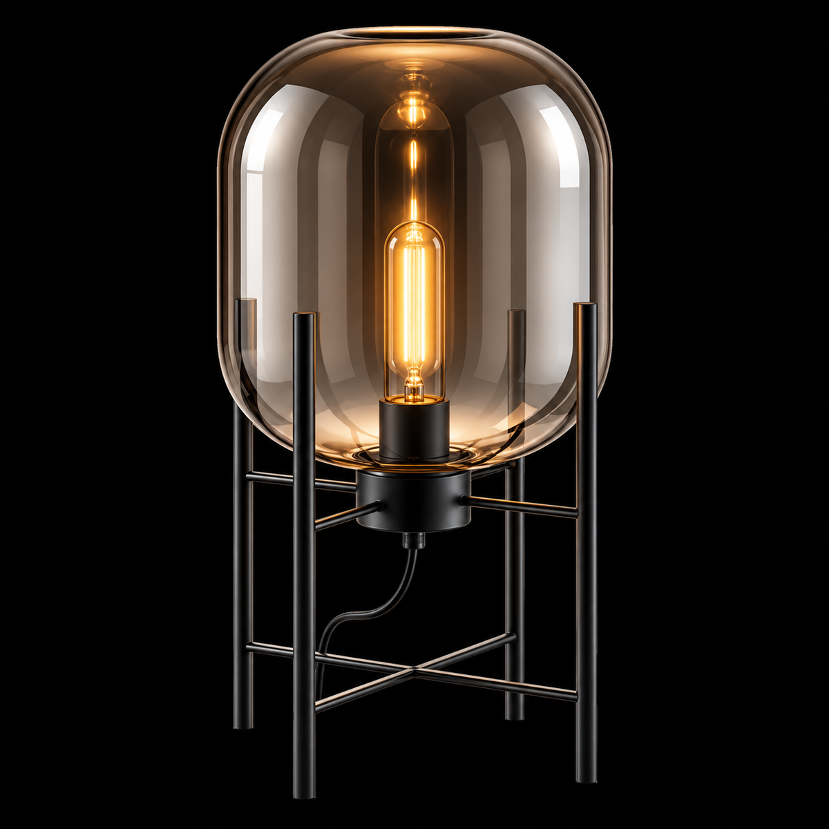 Slate Smoke Glass Table Lamp