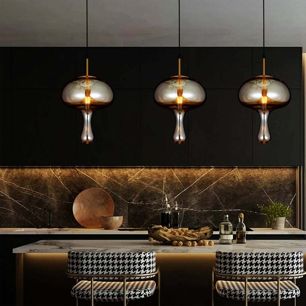 Ambered Flow Modern Amber Glass Pendant Light