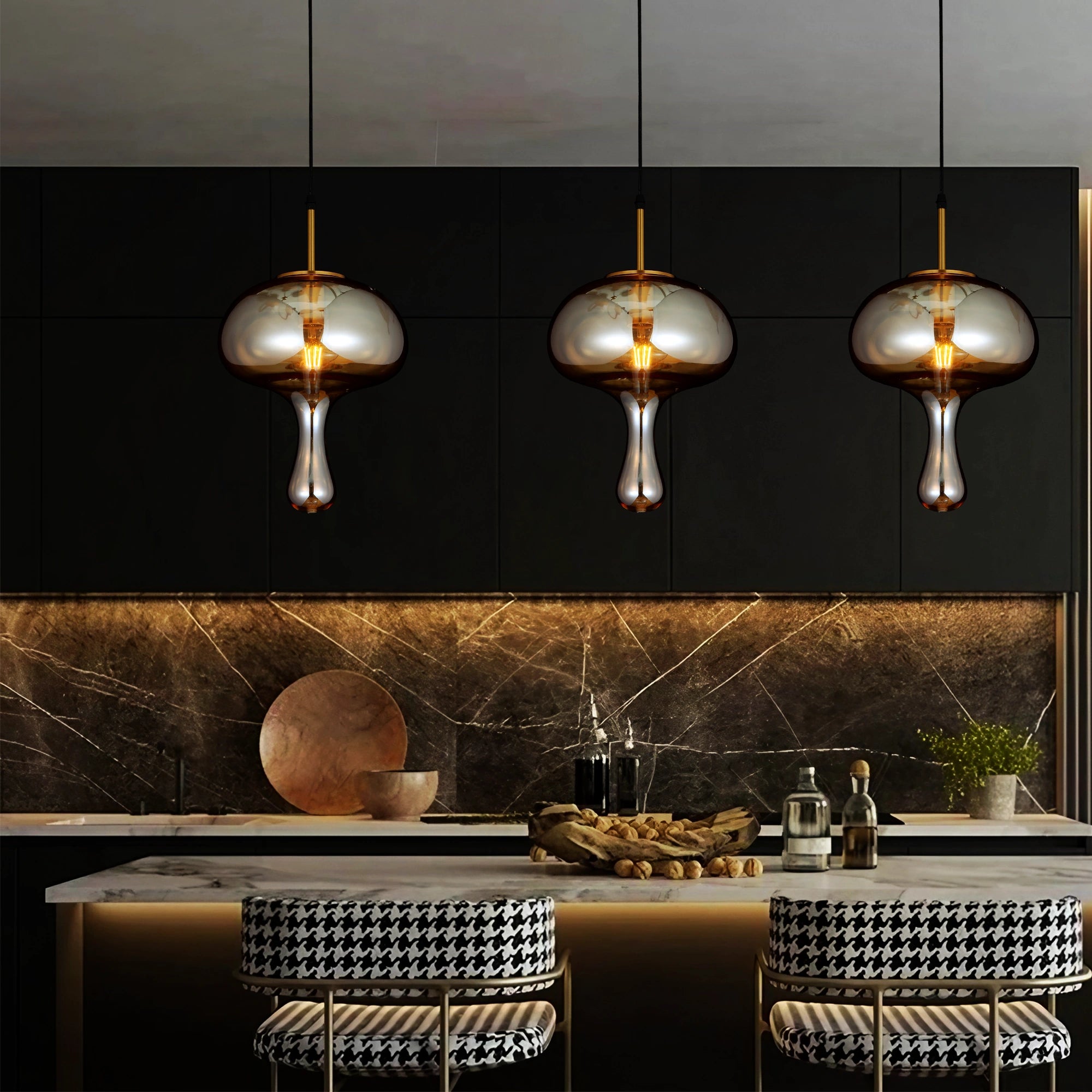 Ambered Flow Modern Amber Glass Pendant Light
