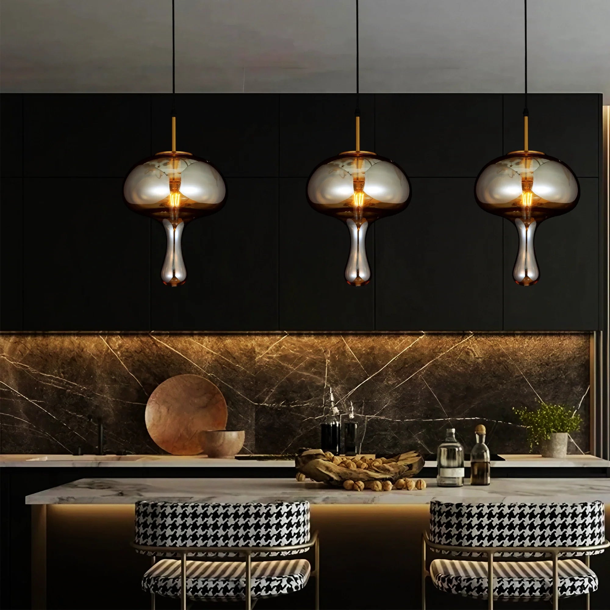 Ambered Flow Modern Amber Glass Pendant Light