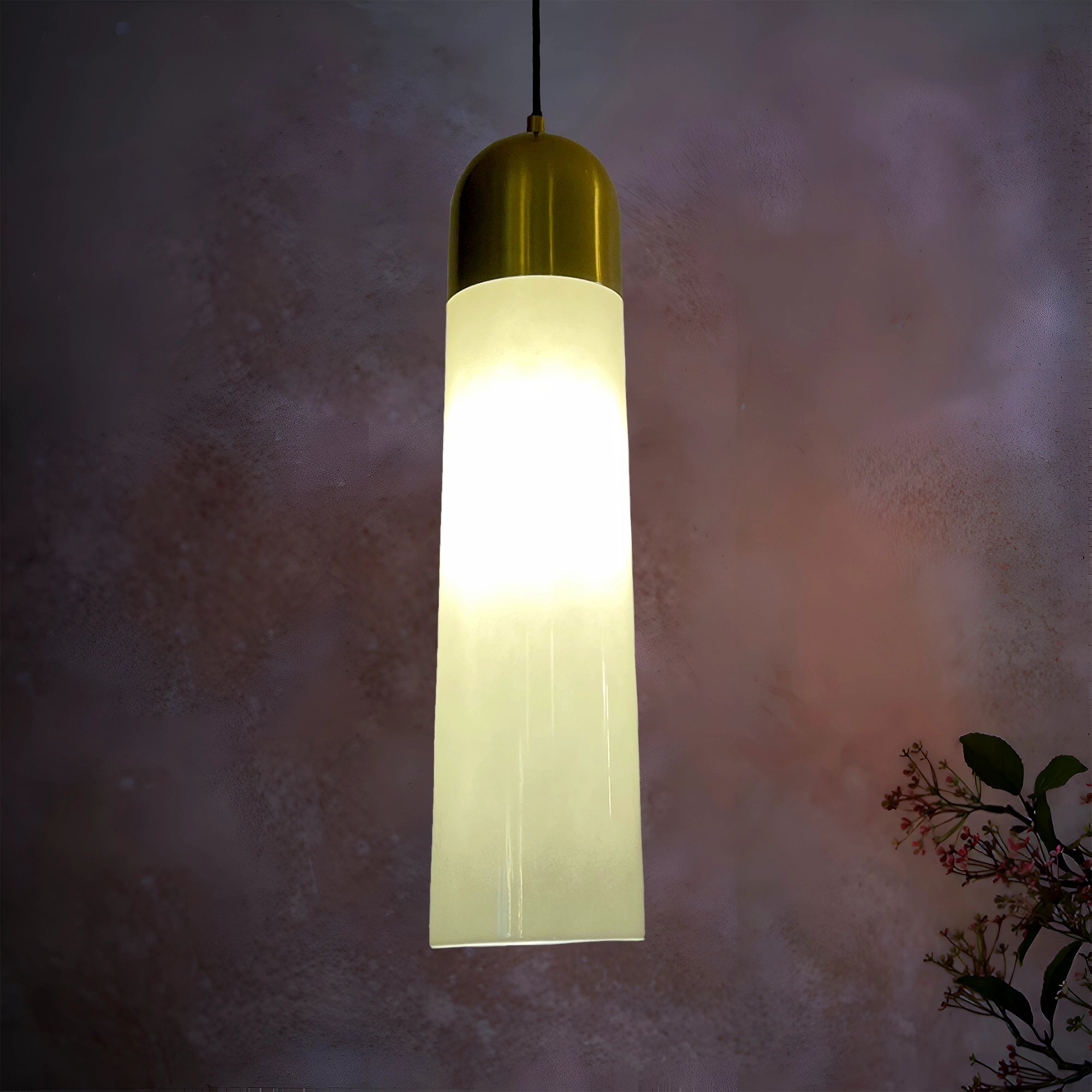 Aura Column Minimalist Gold and White Pendant Light