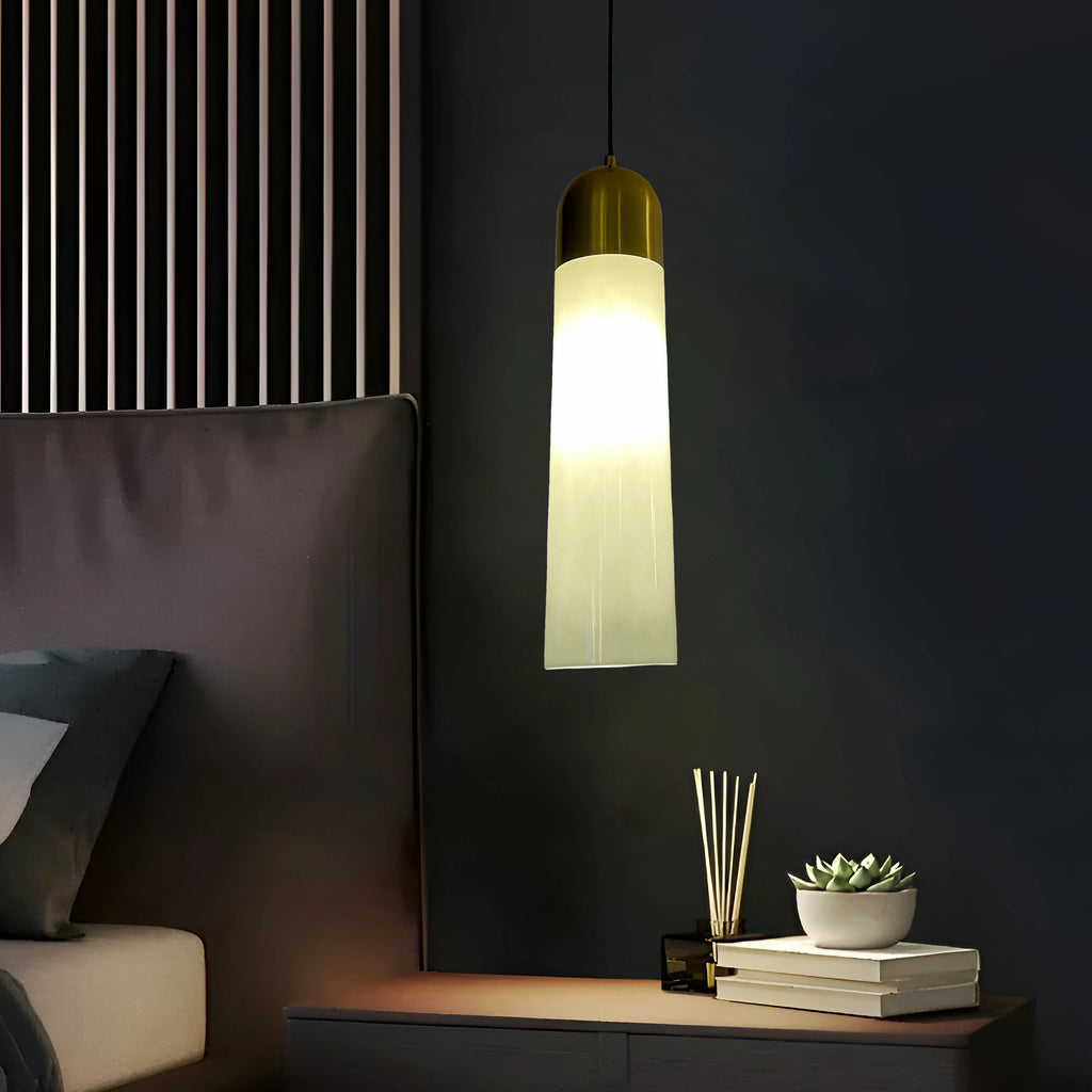 Aura Column Minimalist Gold and White Pendant Light