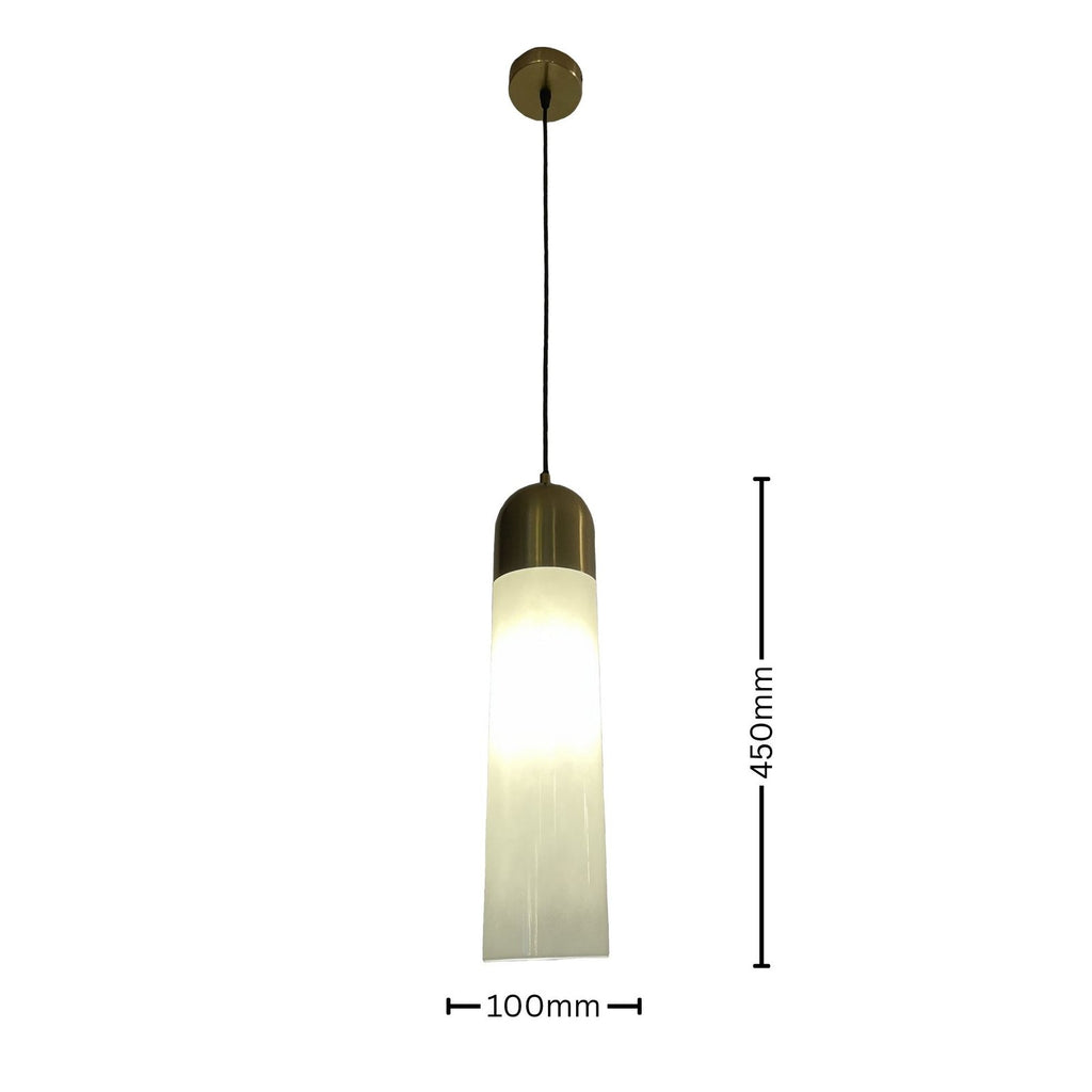 Aura Column Minimalist Gold and White Pendant Light