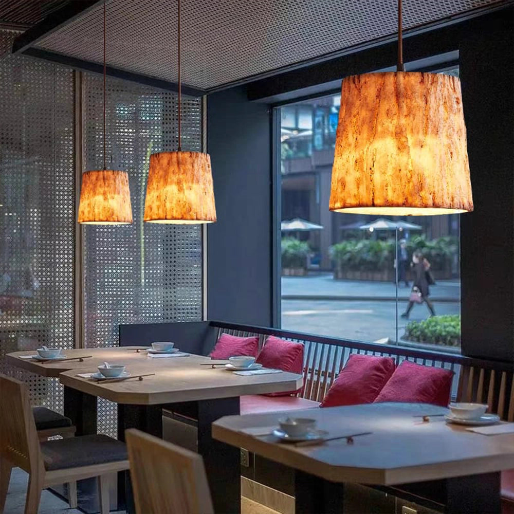 Bark Aura Rustic Wood-look Pendant Light