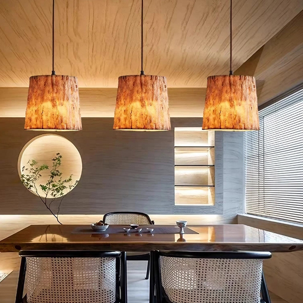 Bark Aura Rustic Wood-look Pendant Light