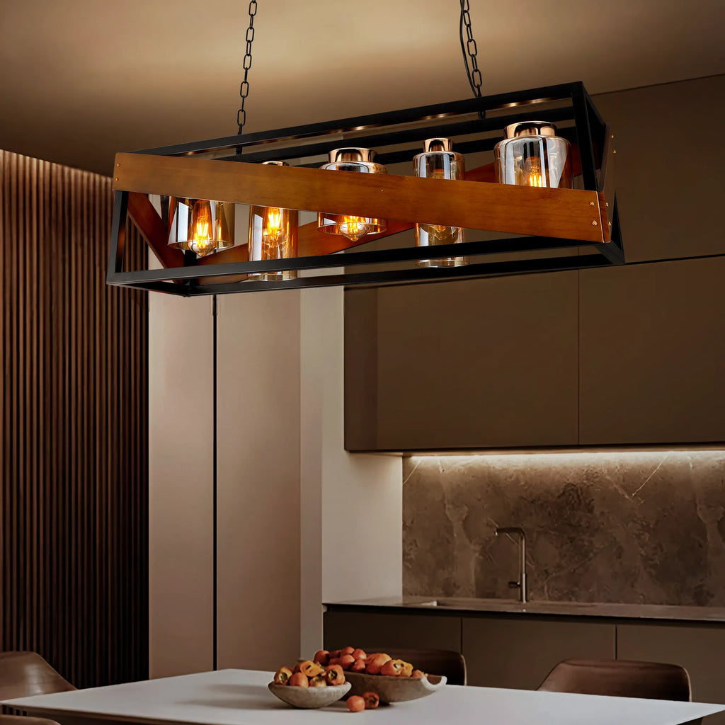 Canyon Glow Modern Rustic Wood Chandelier