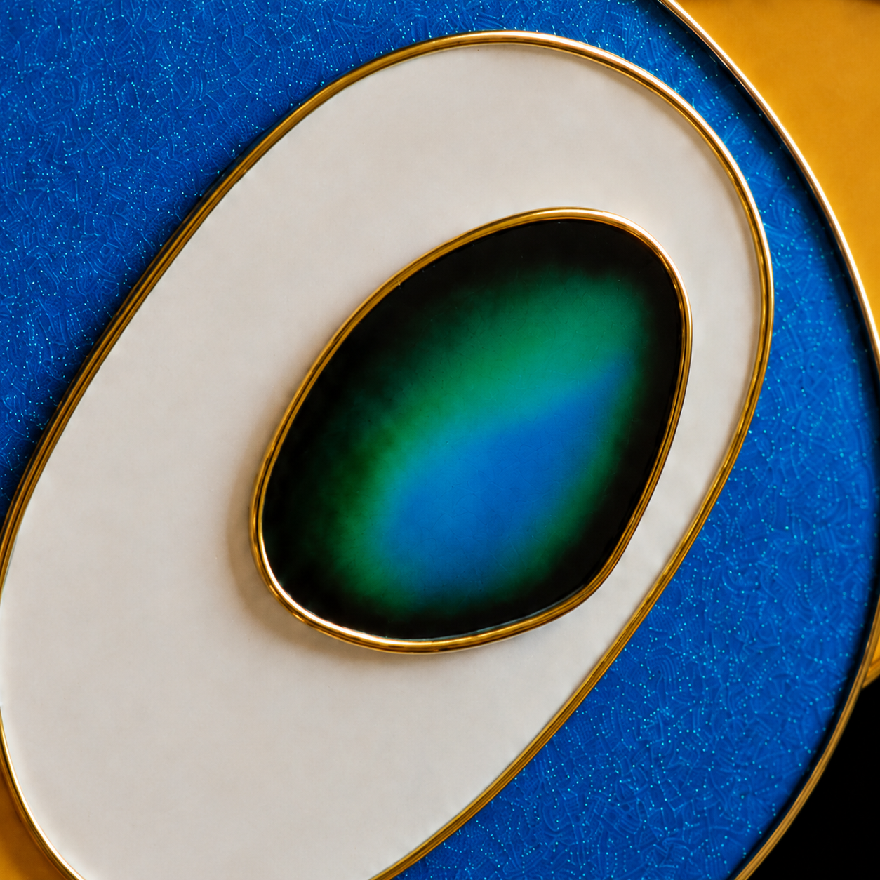 Celestial Orbit Wall Art – Blue, Gold & White Abstract Geometric Panel