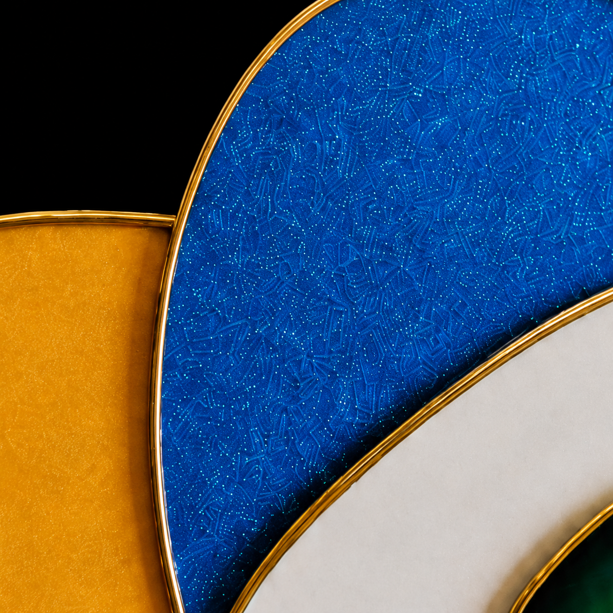 Celestial Orbit Wall Art – Blue, Gold & White Abstract Geometric Panel