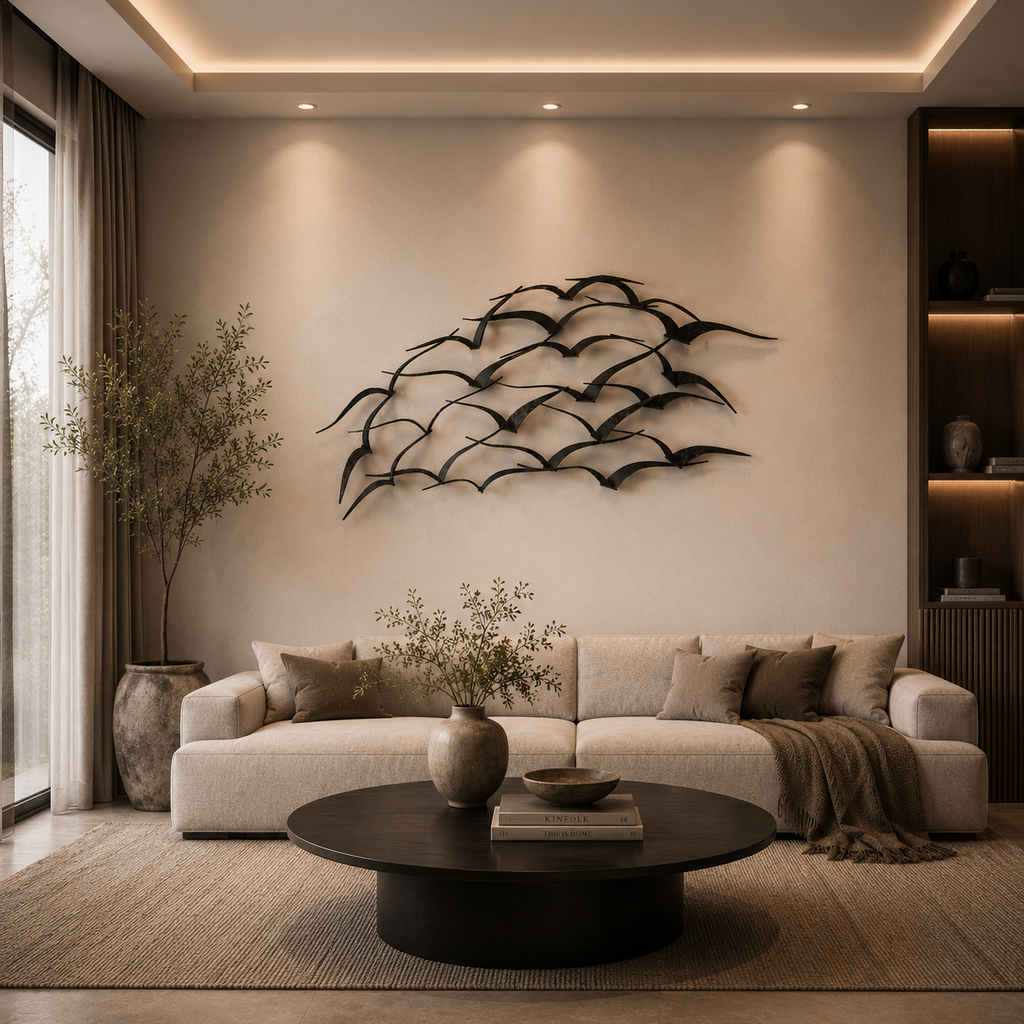 Sculpted Flight Wall Art – Black Metal Abstract Bird Panel