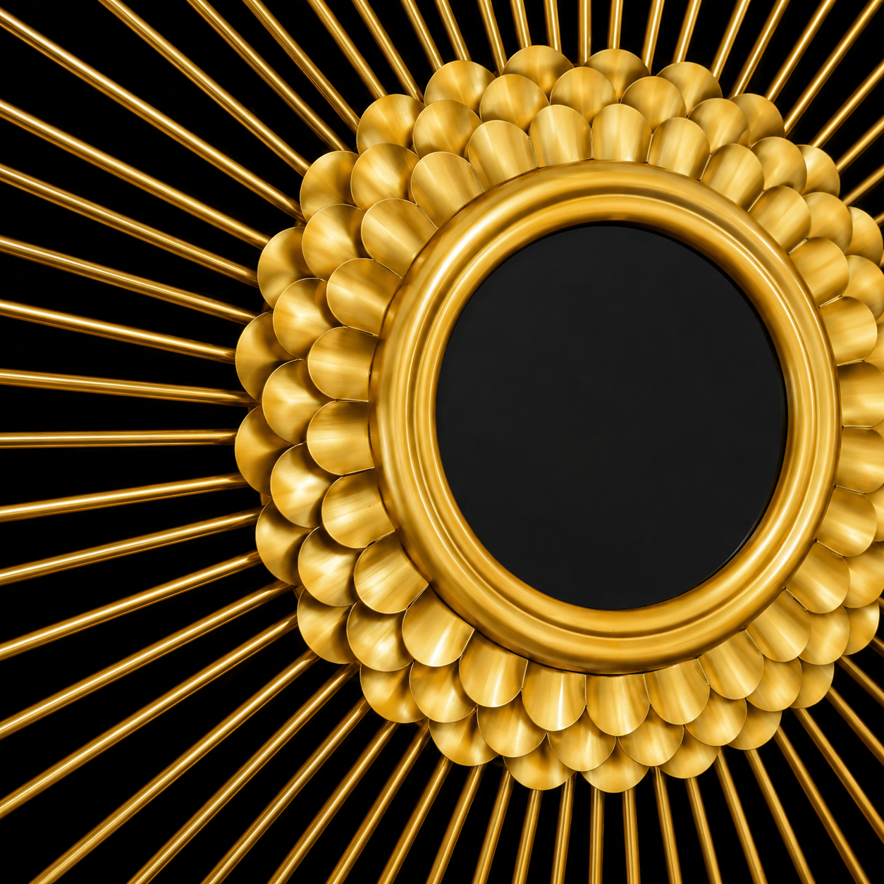 Gold Sunburst Wall Mirror – Decorative Round Metal Accent Mirror