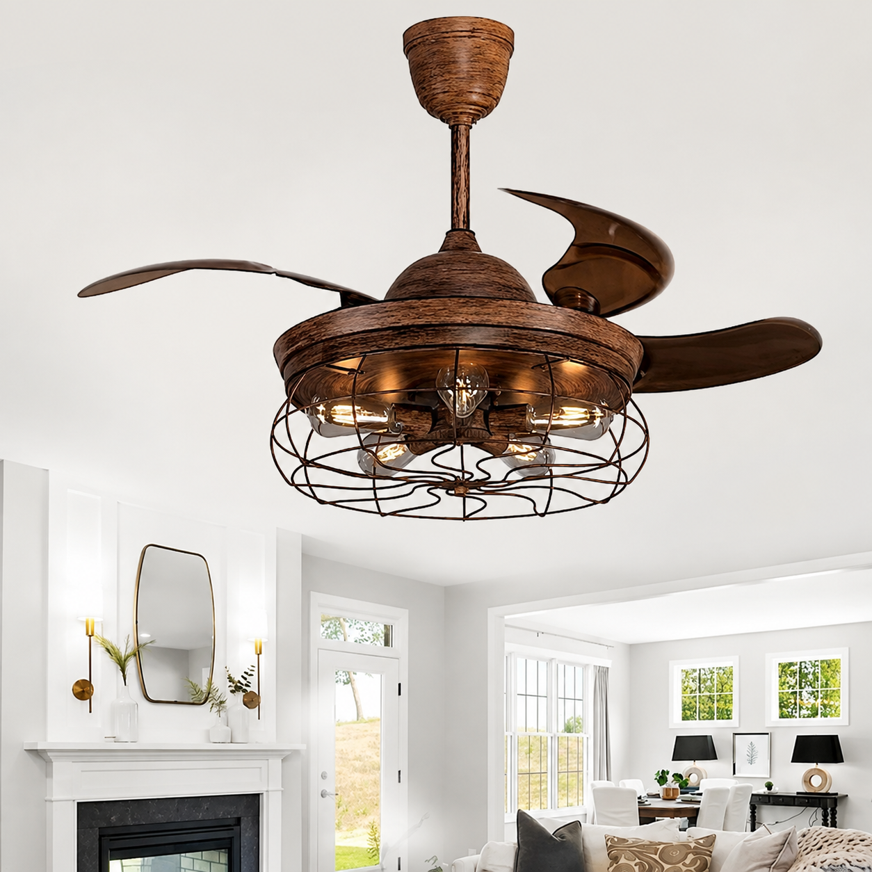 Hoatzin (With Lamp) Ceiling Fan | 38W BLDC Motor | 1220mm | Iron Body