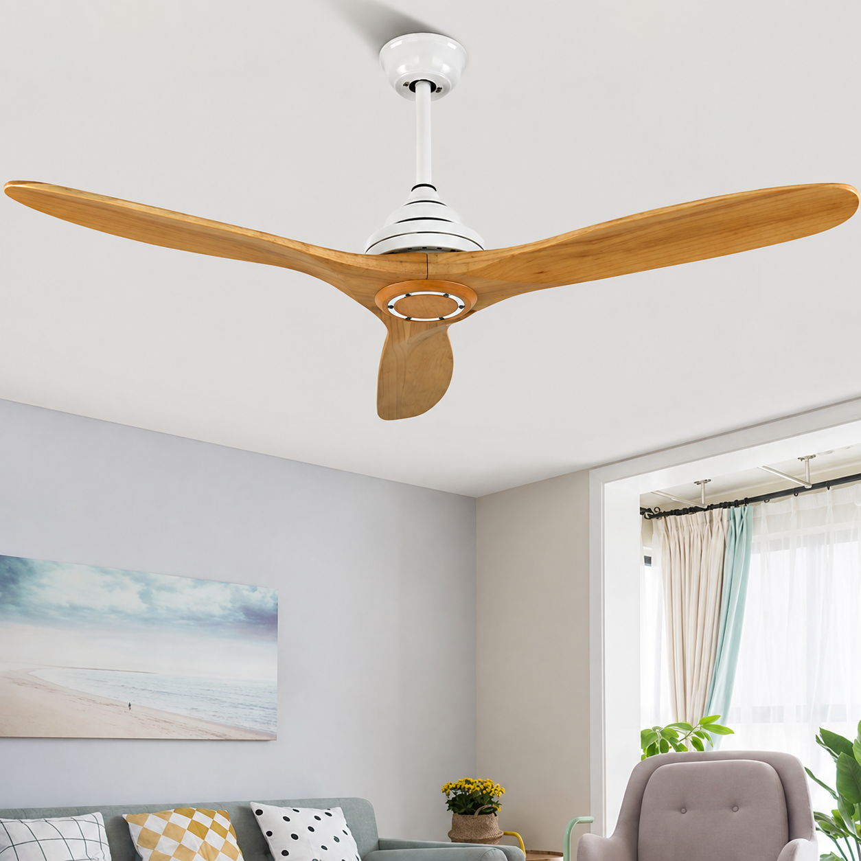 Kite Pine Ceiling Fan | 1320mm | Metal Body | Wooden Blade