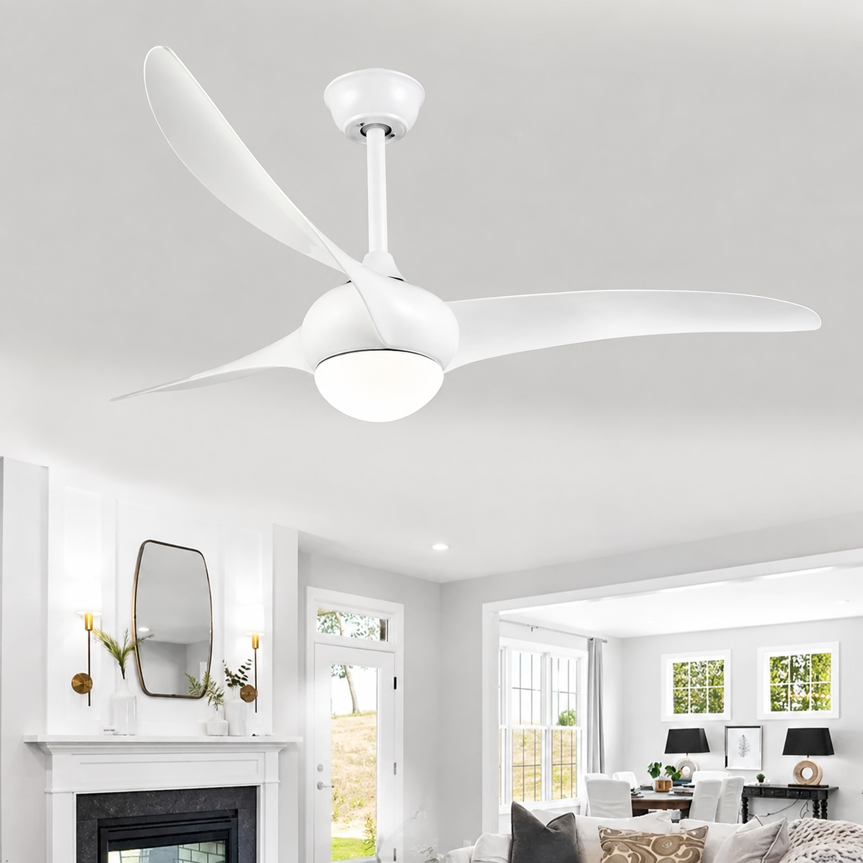 Curlew White Under-light Ceiling Fan | 50W BLDC Motor | 1320mm | Metal Body
