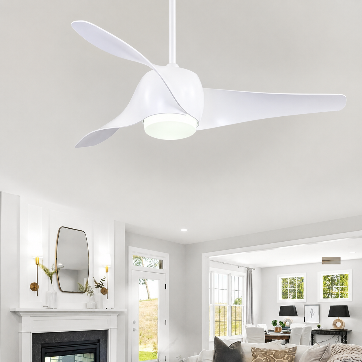 Woodpecker White Ceiling Fan | 50W BLDC Motor | 1320mm | Metal Body
