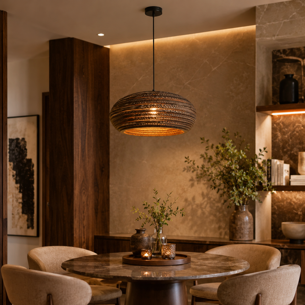 Terra Halo Corrugated Pendant Light