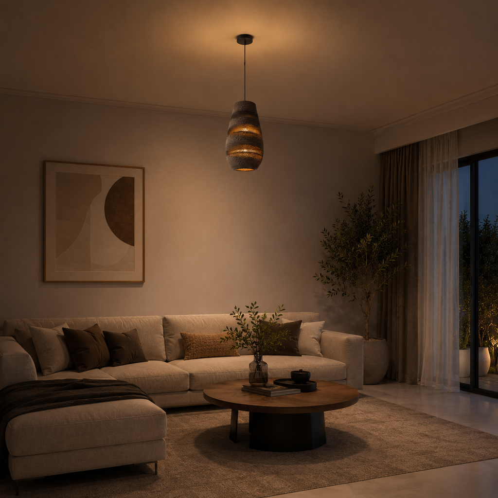 Textured Tall Pendant Light