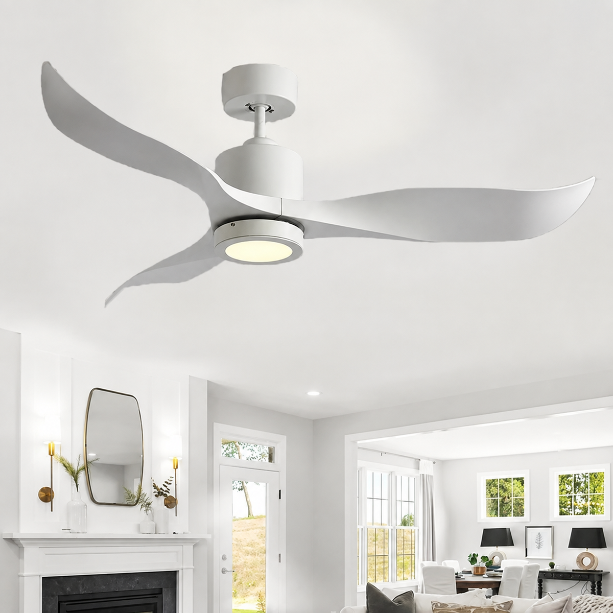 Whimberl White Ceiling Fan | 40W BLDC Motor | 1320mm | Metal Body