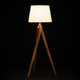 Modern Wooden Tripod Floor Lamp with Fabric Shade