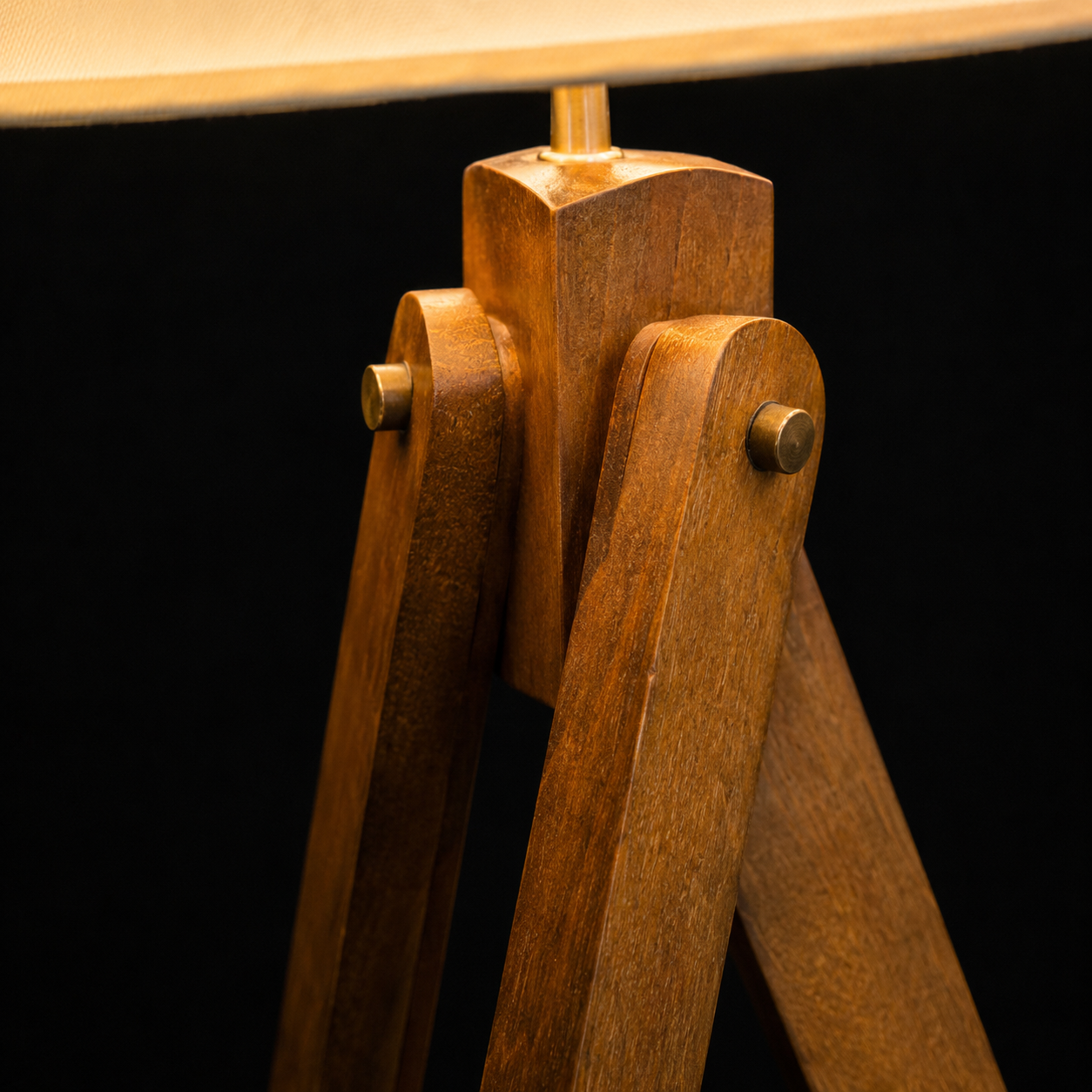 Modern Wooden Tripod Floor Lamp with Fabric Shade