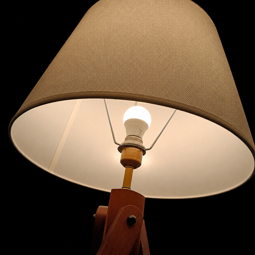 Modern Wooden Tripod Floor Lamp with Fabric Shade