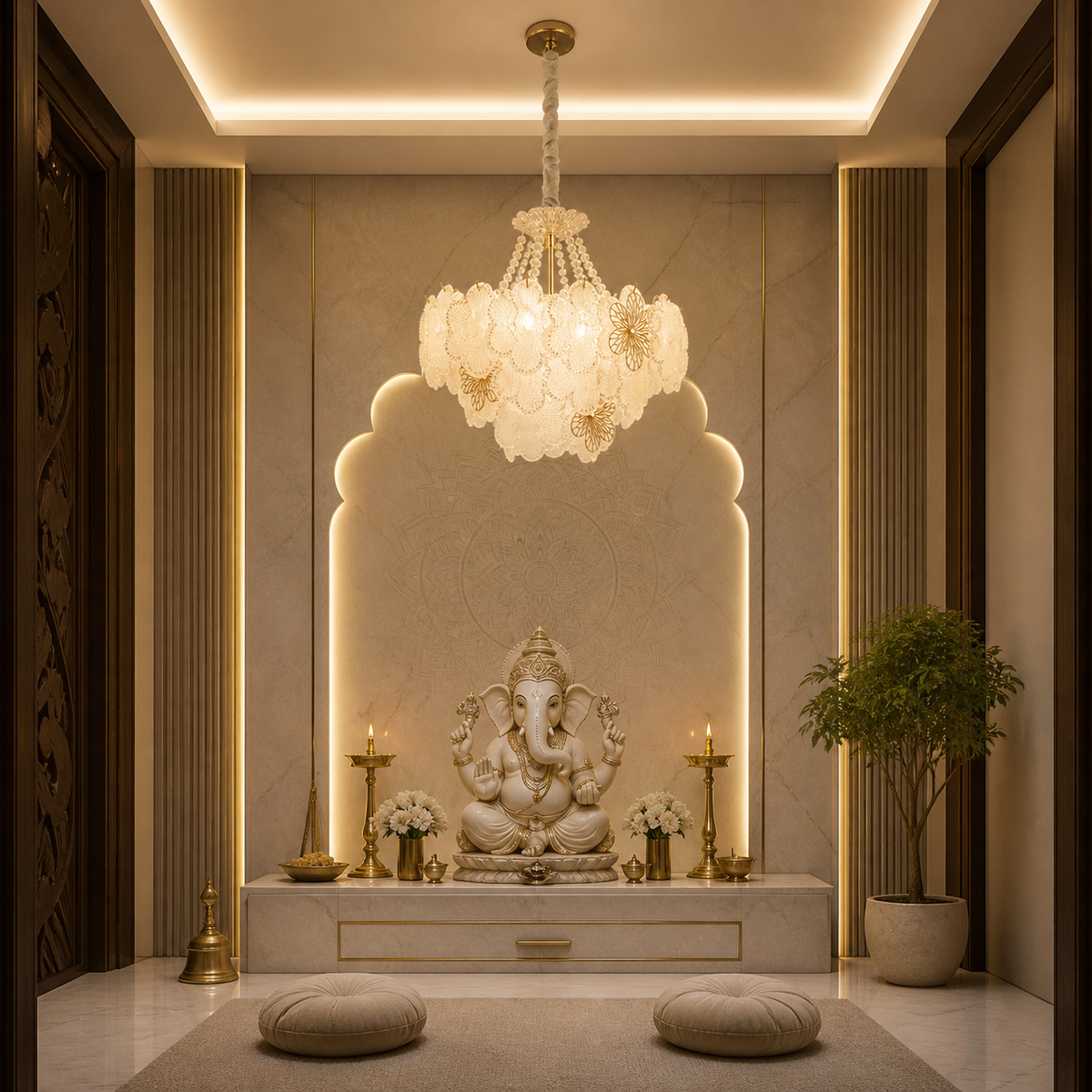 Pearl Petal Crystal Chandelier