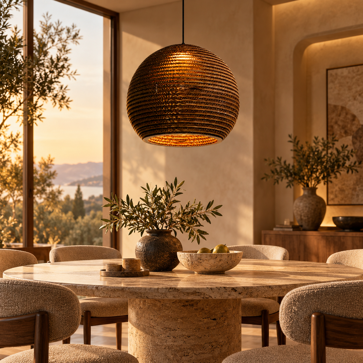 Aurora Round Textured Pendant Light