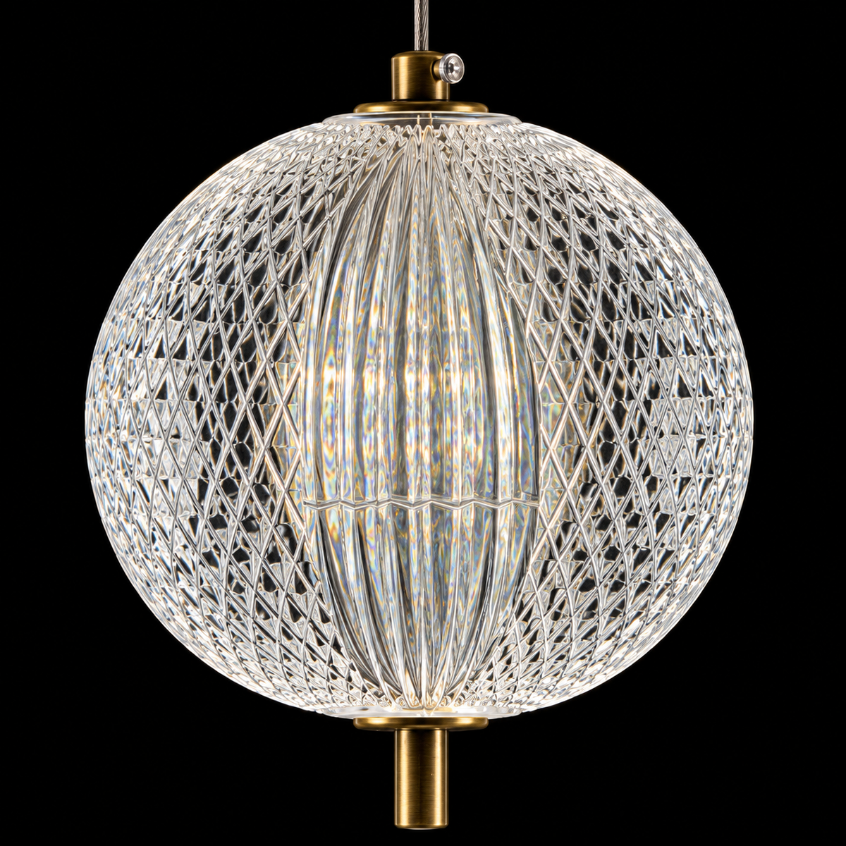 Celestia Crystal Globe Pendant Light – Antique Gold Finish