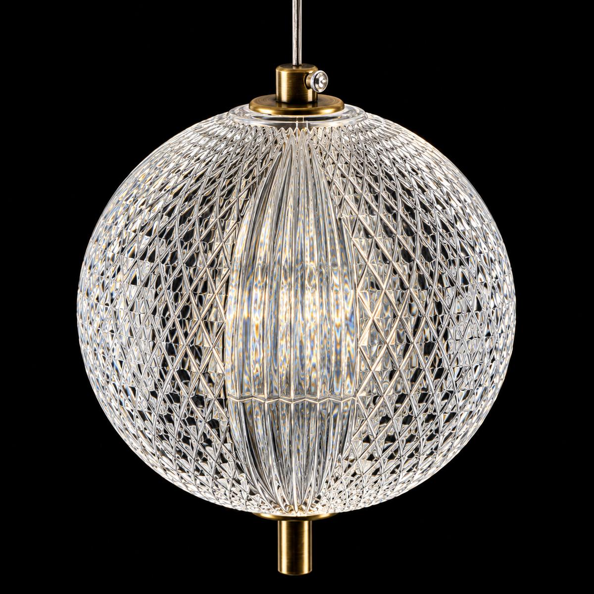Celestia Crystal Globe Pendant Light – Antique Gold Finish