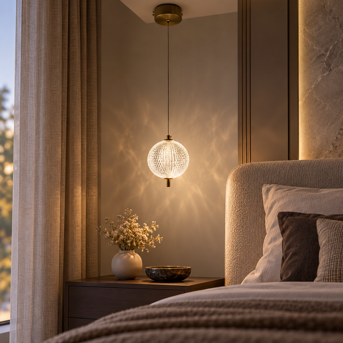 Celestia Crystal Globe Pendant Light – Antique Gold Finish