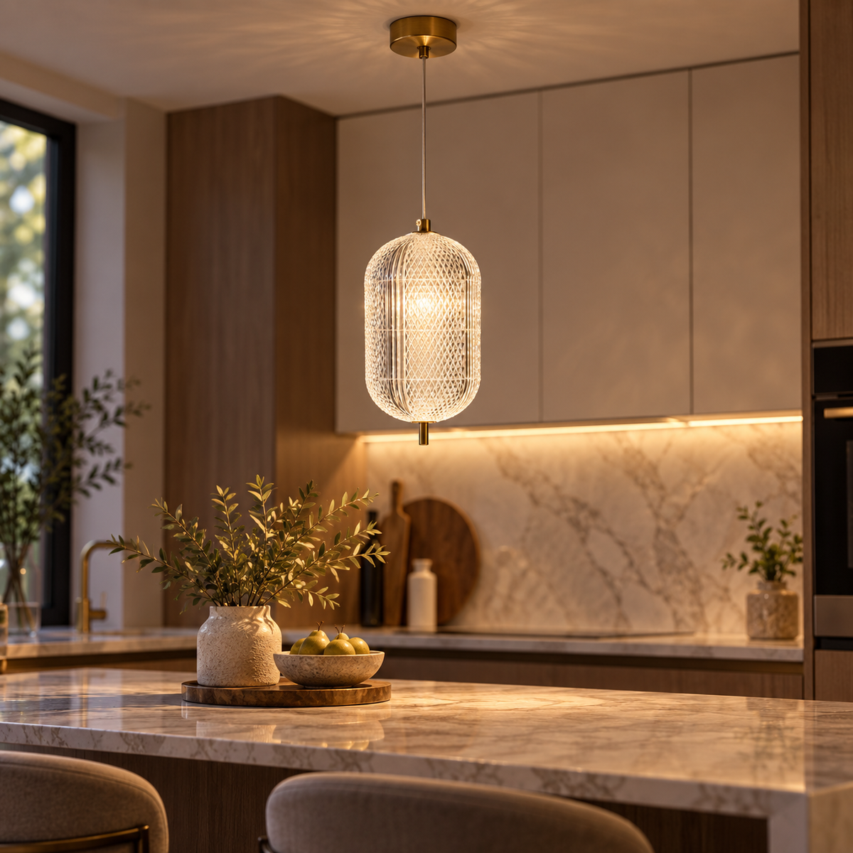 Elara Crystal Capsule Pendant Light
