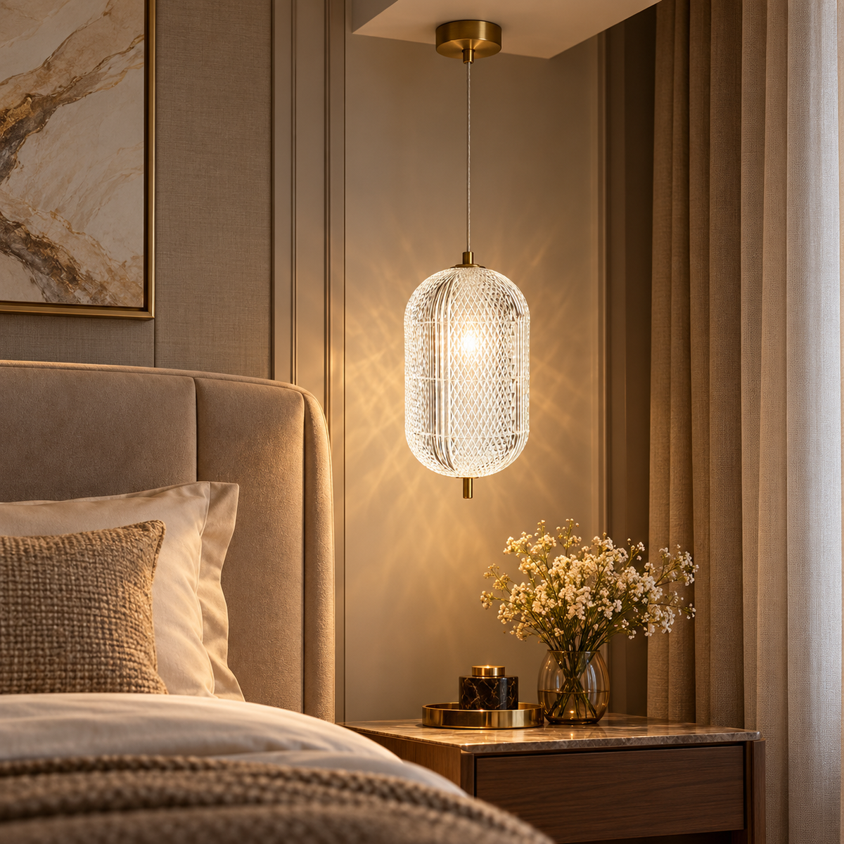 Elara Crystal Capsule Pendant Light