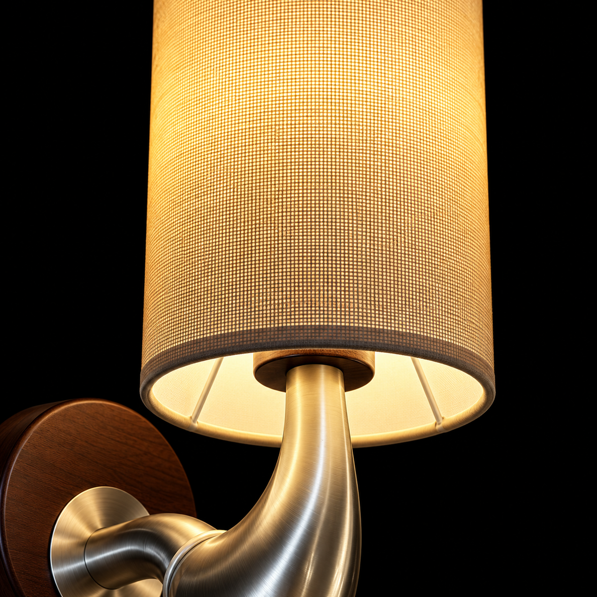 Aureon Wood & Brass Fabric Wall Sconce