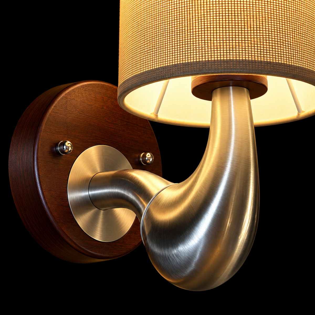Aureon Wood & Brass Fabric Wall Sconce