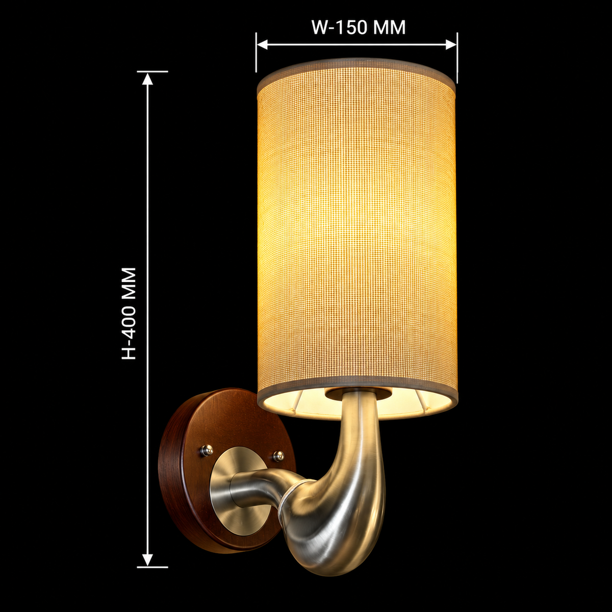 Aureon Wood & Brass Fabric Wall Sconce
