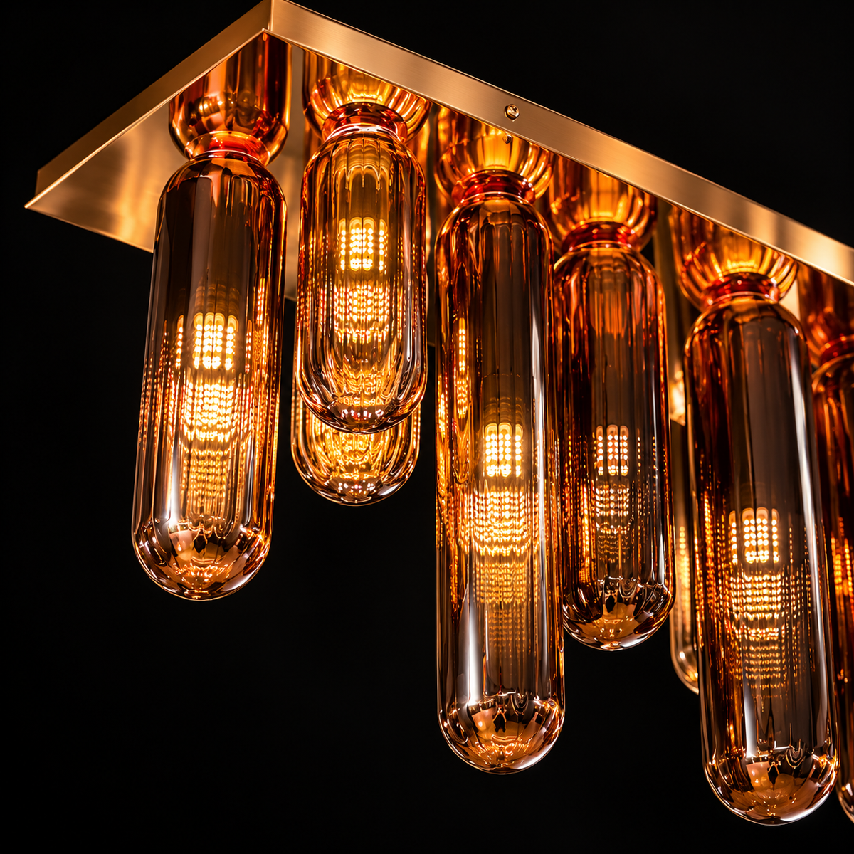 Aurevia Amber Glass Linear Ceiling Light
