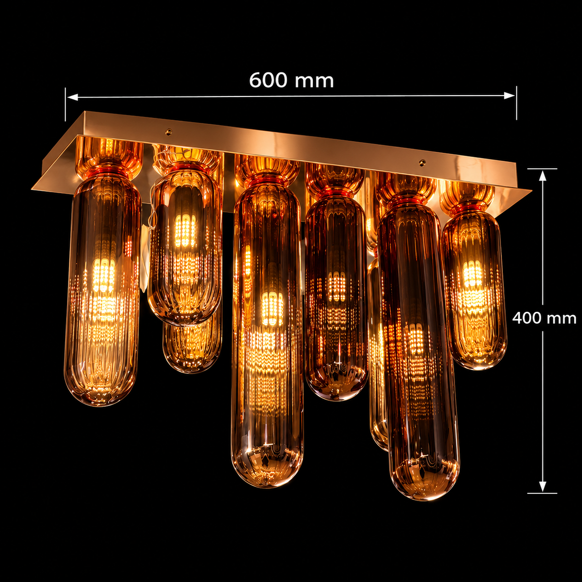 Aurevia Amber Glass Linear Ceiling Light